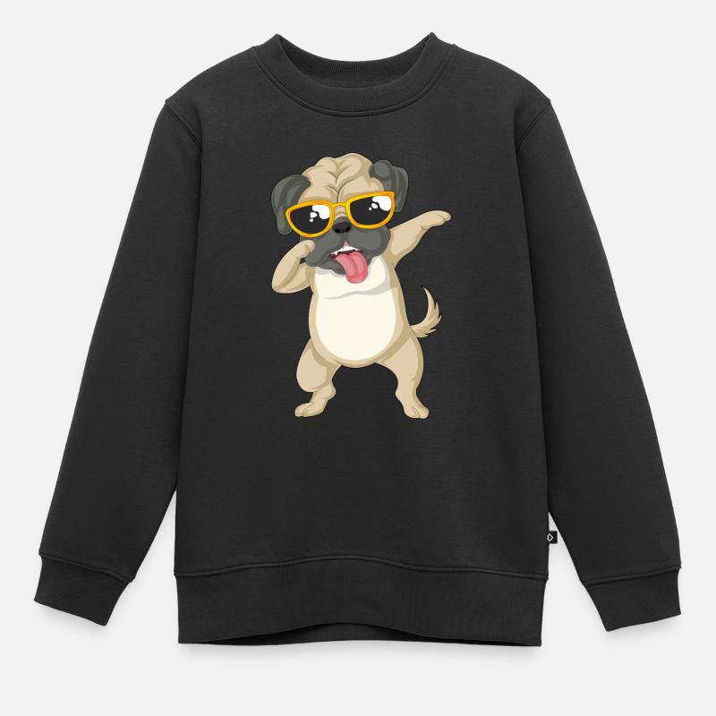 dabbing Mops - Kinder Premium Organic Sweatshirt - Schwarz