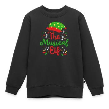 Musikalischer Elf Wichtel Weihnachten - Kinder Premium Organic Sweatshirt - Schwarz - Vorne - AI Model Kid Female (0cm)