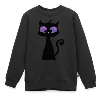 Chat psychédélique - Sweat Premium enfant bio - noir - Devant - AI Model Kid Female (0cm)