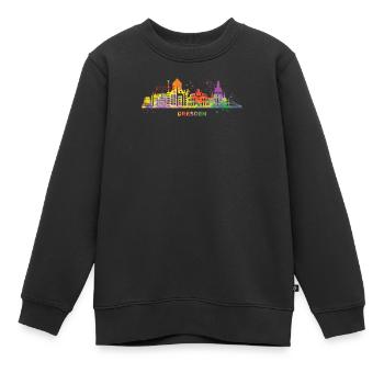 Dresden Skyline Bunt Dresdener Frauenkirche - Kinder Premium Organic Sweatshirt - Schwarz - Vorne - AI Model Kid Female (0cm)