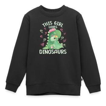 Dieses Maedchen Liebt Dinosaurier - Kinder Premium Organic Sweatshirt - Schwarz - Vorne - AI Model Kid Female (0cm)