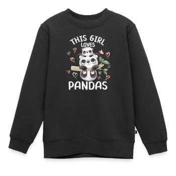 Dieses Maedchen Liebt Pandas - Kinder Premium Organic Sweatshirt - Schwarz - Vorne - AI Model Kid Female (0cm)