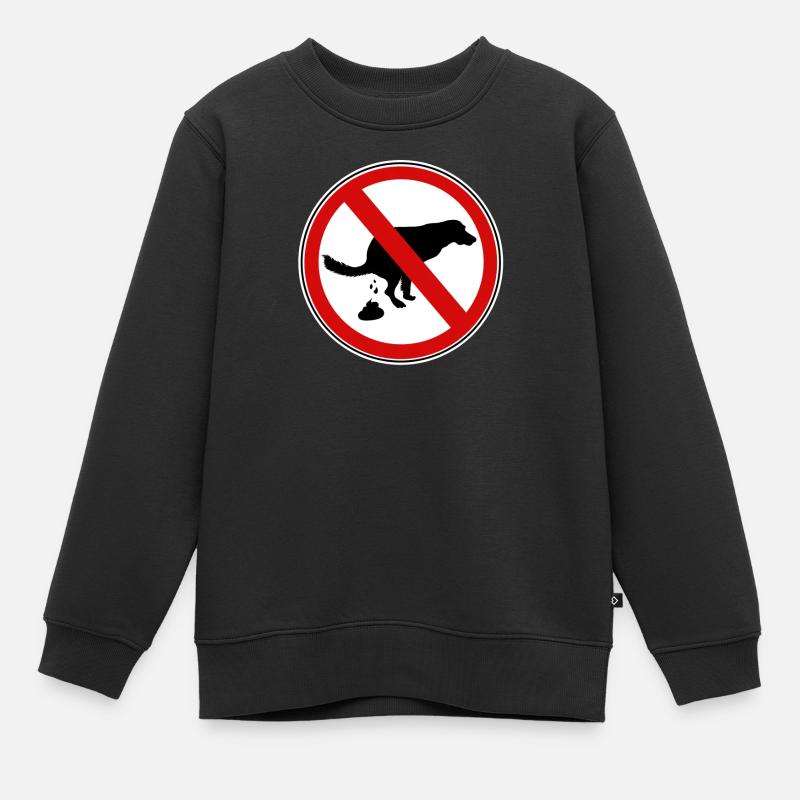 Panneau d’interdiction de merde pour chiens - Sweat Premium enfant bio - noir