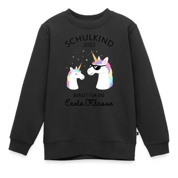 Einhorn - Schulkind 2022 Einschulung - Kinder Premium Organic Sweatshirt - Schwarz - Vorne - AI Model Kid Female (0cm)