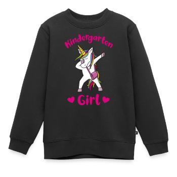 Kindergarten Girl Einhorn - Kinder Premium Organic Sweatshirt - Schwarz - Vorne - AI Model Kid Female (0cm)