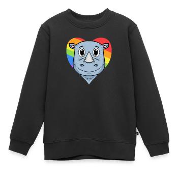 Nashorn Lgbt Regenbogen Farben - Kinder Premium Organic Sweatshirt - Schwarz - Vorne - AI Model Kid Female (0cm)