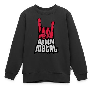 Signal de main du logo Heavy Metal - Sweat Premium enfant bio - noir - Devant - AI Model Kid Female (0cm)