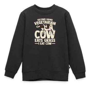 second hand vegetarian cow eats grass i eat cow - Kinder Premium Organic Sweatshirt - Schwarz - Vorne - AI Model Kid Female (0cm)