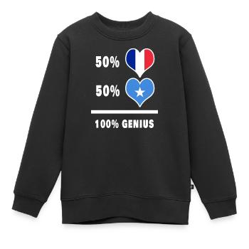 France et Somalie Genius / Cadeau - Sweat Premium enfant bio - noir - Devant - AI Model Kid Female (0cm)