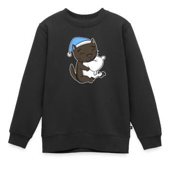 Chat race de chat La Havane - Sweat Premium enfant bio - noir - Devant - AI Model Kid Female (0cm)