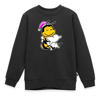 Abeille avec oreiller et bonnet de couchage - Sweat Premium enfant bio - noir - Devant - AI Model Kid Female (0cm)