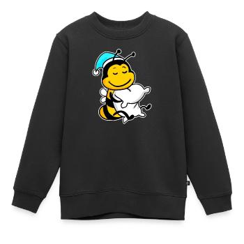 Abeille avec oreiller et bonnet de couchage - Sweat Premium enfant bio - noir - Devant - AI Model Kid Female (0cm)