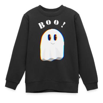 Gespenst Halloween Boo - Kinder Premium Organic Sweatshirt - Schwarz - Vorne - AI Model Kid Female (0cm)