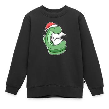 Serpent Noël Sommeil Sommeil Sommeil Sommeil - Sweat Premium enfant bio - noir - Devant - AI Model Kid Female (0cm)