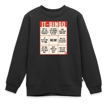 IT Support Bingo Service Desk IT Helpdesk Sysadmin - Kinder Premium Organic Sweatshirt - Schwarz - Vorne - AI Model Kid Female (0cm)