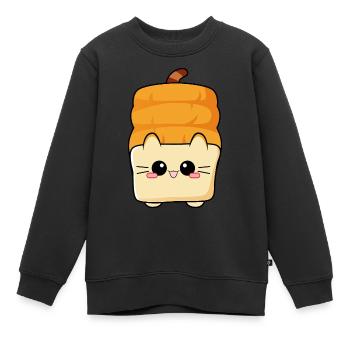 Toast Cat Kitty Bread Cat - Kids Premium Organic Sweatshirt - black - Front - AI Model Kid Female (0cm)