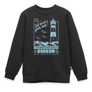 Borkum Urlaub Nordseeinsel Hafen Strand Leuchtturm - Kinder Premium Organic Sweatshirt - Schwarz - Vorne - AI Model Kid Female (0cm)