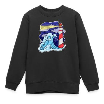 Phare Côte Mer Mer - Sweat Premium enfant bio - noir - Devant - AI Model Kid Female (0cm)