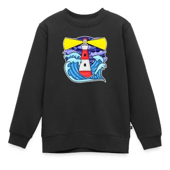Phare Côte Mer Mer - Sweat Premium enfant bio - noir - Devant - AI Model Kid Female (0cm)