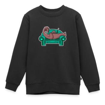 Paresseux sur le canapé personnel de l’ordinateur portable - Sweat Premium enfant bio - noir - Devant - AI Model Kid Female (0cm)