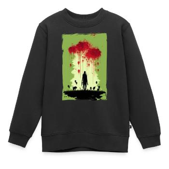 Zombie Illustration Minimalistisches Design - Kinder Premium Organic Sweatshirt - Schwarz - Vorne - AI Model Kid Female (0cm)