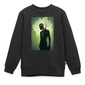 Zombie Illustration Minimalistisches Design - Kinder Premium Organic Sweatshirt - Schwarz - Vorne - AI Model Kid Female (0cm)