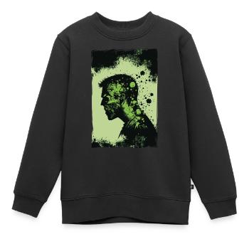 Zombie Illustration Minimalistisches Design - Kinder Premium Organic Sweatshirt - Schwarz - Vorne - AI Model Kid Female (0cm)