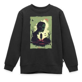 Zombie Illustration Minimalistisches Design - Kinder Premium Organic Sweatshirt - Schwarz - Vorne - AI Model Kid Female (0cm)