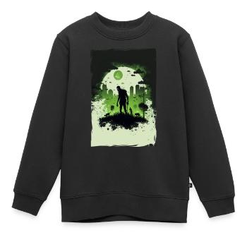 Zombie Illustration Minimalistisches Design - Kinder Premium Organic Sweatshirt - Schwarz - Vorne - AI Model Kid Female (0cm)