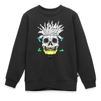 Squelette Squelette Os de patineur Tête de squelette de crâne - Sweat Premium enfant bio - noir - Devant - AI Model Kid Female (0cm)