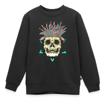 Squelette Squelette Os de patineur Tête de squelette de crâne - Sweat Premium enfant bio - noir - Devant - AI Model Kid Female (0cm)