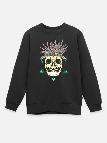 Squelette Squelette Os de patineur Tête de squelette de crâne - Sweat Premium enfant bio - noir