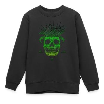Squelette Squelette Os de patineur Tête de squelette de crâne - Sweat Premium enfant bio - noir - Devant - AI Model Kid Female (0cm)