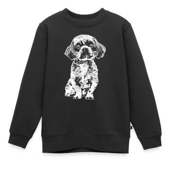 Chillender kleiner Hund mit große Kulleraugen. - Kinder Premium Organic Sweatshirt - Schwarz - Vorne - AI Model Kid Female (0cm)