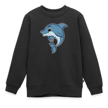 Delfin Familie - Delfin mit Baby - Delfin Motiv - Kinder Premium Organic Sweatshirt - Schwarz - Vorne - AI Model Kid Female (0cm)