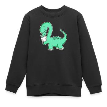 Dinosaurier mit Baby Dinosaurier - Kinder Premium Organic Sweatshirt - Schwarz - Vorne - AI Model Kid Female (0cm)