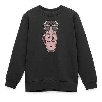 Pferd mit Sonnenbrille - Kinder Premium Organic Sweatshirt - Schwarz - Vorne - AI Model Kid Female (0cm)