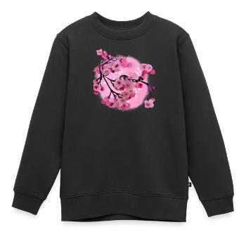 Japanische Kirschblüten Kunst - Kinder Premium Organic Sweatshirt - Schwarz - Vorne - AI Model Kid Female (0cm)