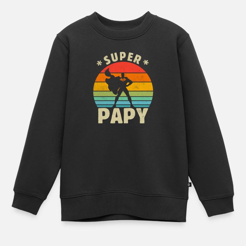 Super Papy - Sweat Premium enfant bio - noir