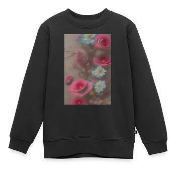 Art floral - Sweat Premium enfant bio - noir - Devant - AI Model Kid Female (0cm)