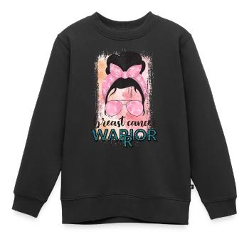 Brustkrebs-Kriegerin - Kinder Premium Organic Sweatshirt - Schwarz - Vorne - AI Model Kid Female (0cm)