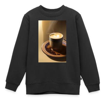 Kaffee, Kaffeebohnen - Kinder Premium Organic Sweatshirt - Schwarz - Vorne - AI Model Kid Female (0cm)