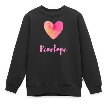 Penelope Rosa Herz Feminines Namensshirt Tee - Kinder Premium Organic Sweatshirt - Schwarz - Vorne - AI Model Kid Female (0cm)