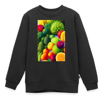 Früchte - Kinder Premium Organic Sweatshirt - Schwarz - Vorne - AI Model Kid Female (0cm)