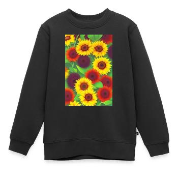 Tournesols - Sweat Premium enfant bio - noir - Devant - AI Model Kid Female (0cm)