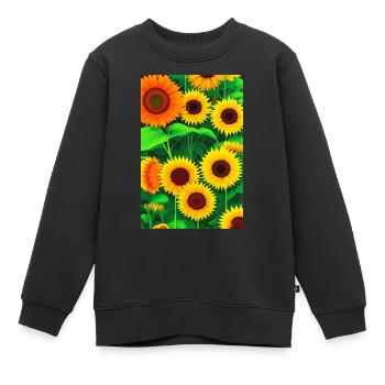 Tournesols - Sweat Premium enfant bio - noir - Devant - AI Model Kid Female (0cm)