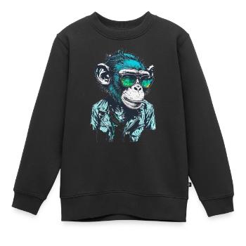 Affen-Coolness Schimpanse im Sonnenbrillen-Look - Kinder Premium Organic Sweatshirt - Schwarz - Vorne - AI Model Kid Female (0cm)