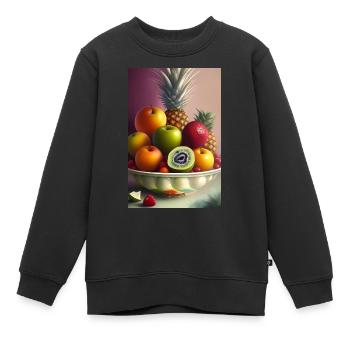 Früchte - Kinder Premium Organic Sweatshirt - Schwarz - Vorne - AI Model Kid Female (0cm)
