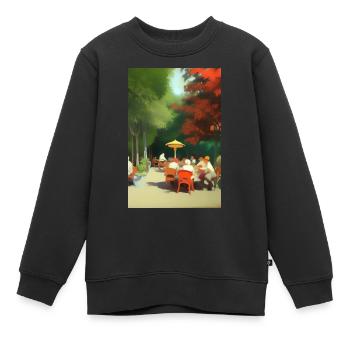 Café asiatique en plein air - Sweat Premium enfant bio - noir - Devant - AI Model Kid Female (0cm)