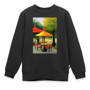 Café asiatique en plein air - Sweat Premium enfant bio - noir - Devant - AI Model Kid Female (0cm)